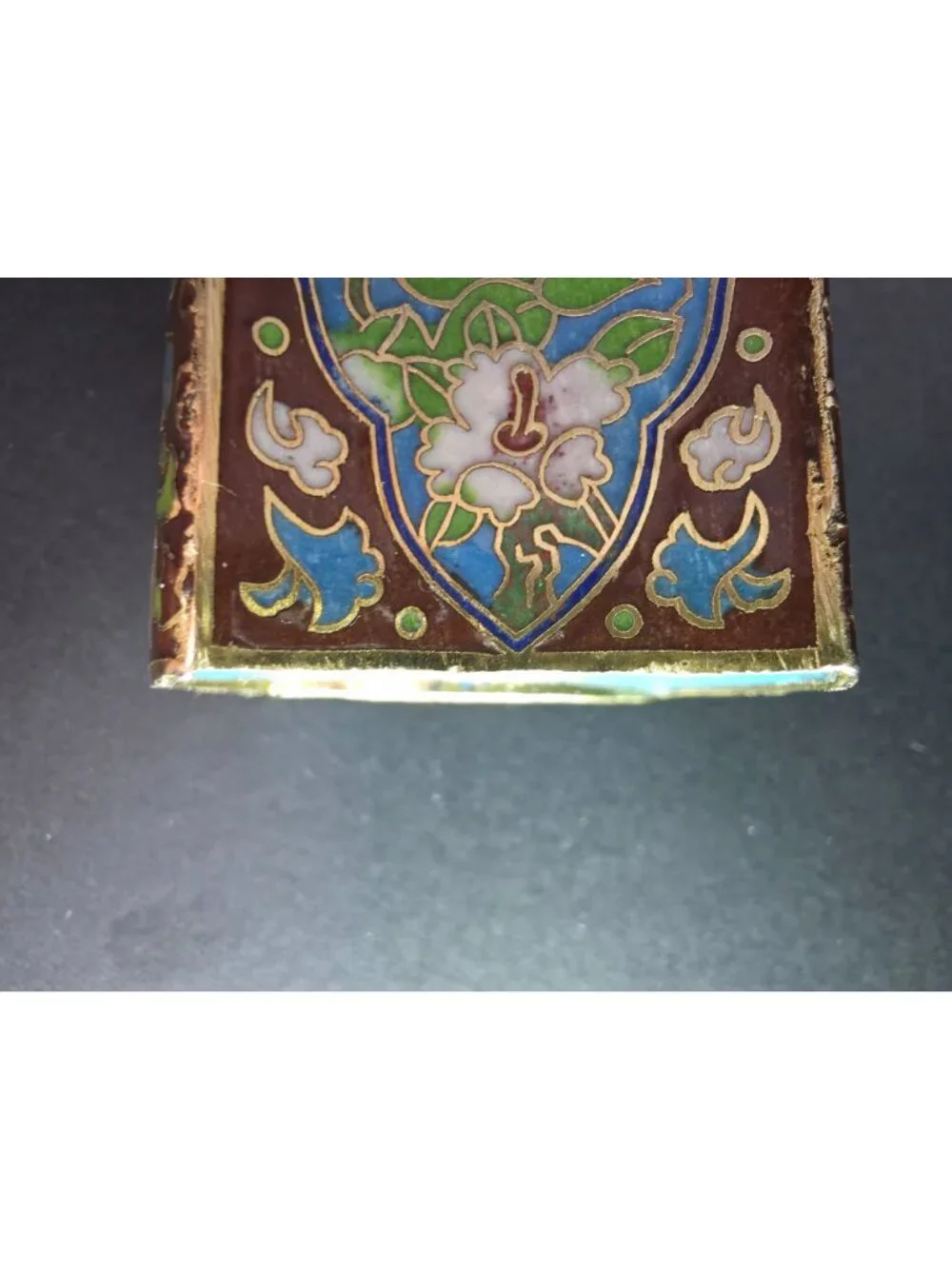 Vintage Chinese Cloisonné Enamel Trinket Box With Bird & Floral Design Lidded